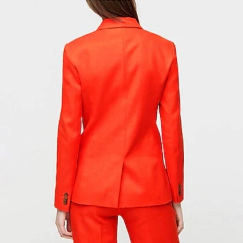 J.Crew Parke Blazer Stretch Linen Fitted Suit‎ Jacket Orange Brilliant Sunset - Picture 2 of 12